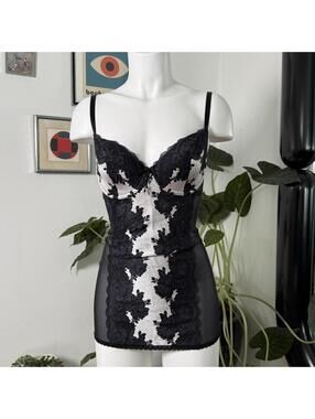 Victoria Secret Black/White Lace Slip Dress
